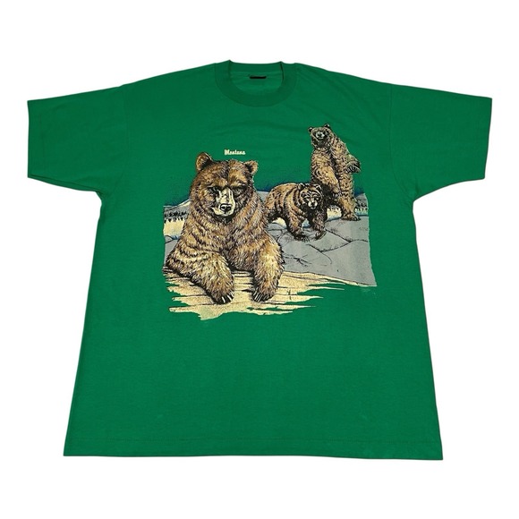 Fruit of the Loom Other - Vintage Montana Polar Bear Shirt Green Graphic Tee Size Adult XLarge Made In USA